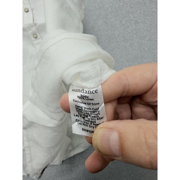 Sundance Willow Linen Sleeveless Top Womens XL White Boho Western Button Front - Picture 7 of 8